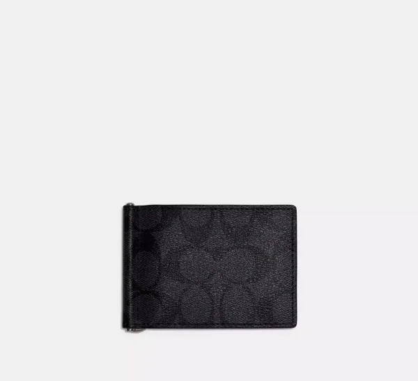 COACH SLIM MONEY CLIP BILLFOLD WALLET IN SIGNATURE CANVAS - CH086