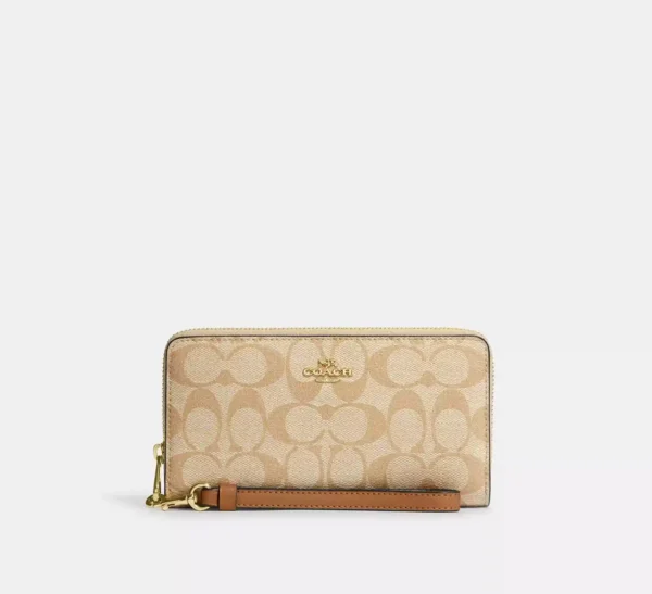 COACH LONG ZIP AROUND WALLET IN SIGNATURE CANVAS - C4452