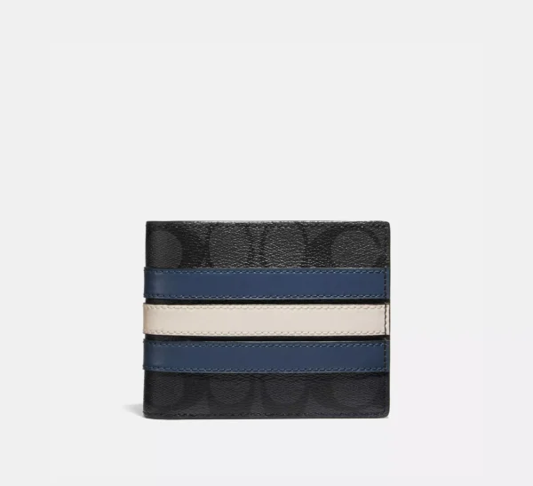 COACH 3 IN 1 WALLET IN SIGNATURE CANVAS WITH VARSITY STRIPE - CR958