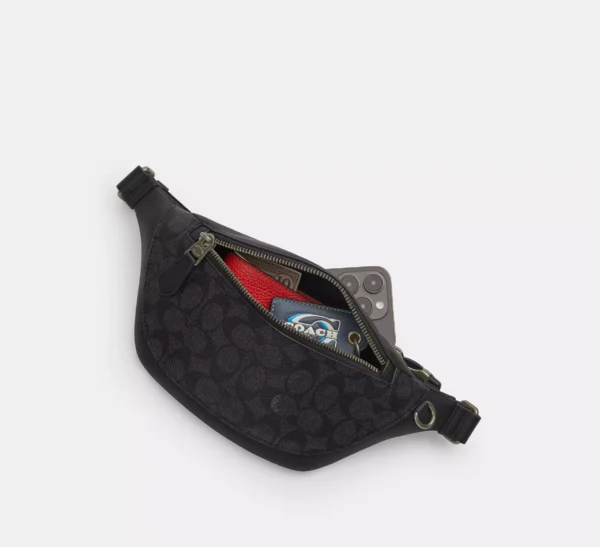 COACH WARREN MINI BELT BAG IN SIGNATURE DENIM - CAJ43 (SILVER/BLACK) - Image 4