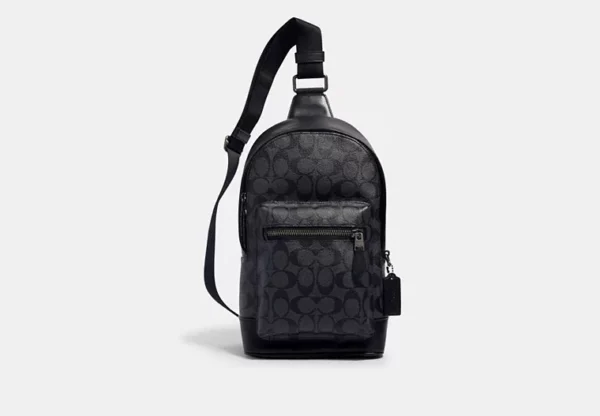 COACH WEST PACK IN SIGNATURE CANVAS - 2853 (GUNMETAL/CHARCOAL BLACK)