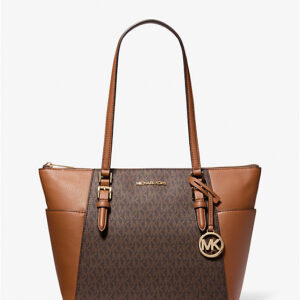 MICHAEL KORS CHARLOTTE LARGE TOP ZIP TOTE - 35T0GCFT3B (BROWN)