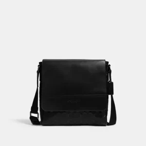 COACH HOUSTON MAP BAG IN SIGNATURE LEATHER - 4006 (GUNMETAL/BLACK)