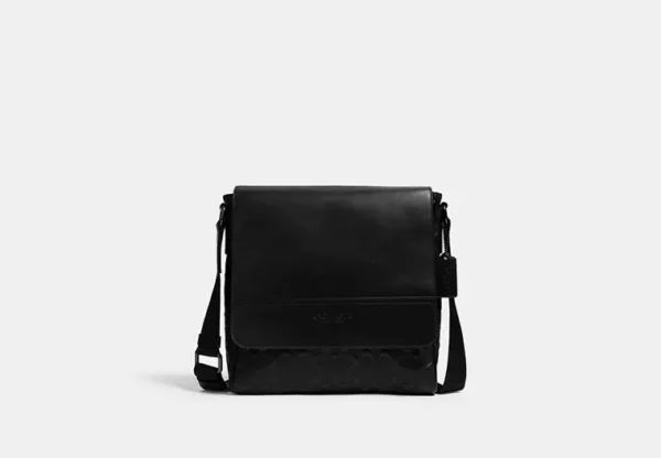 COACH HOUSTON MAP BAG IN SIGNATURE LEATHER - 4006 (GUNMETAL/BLACK)