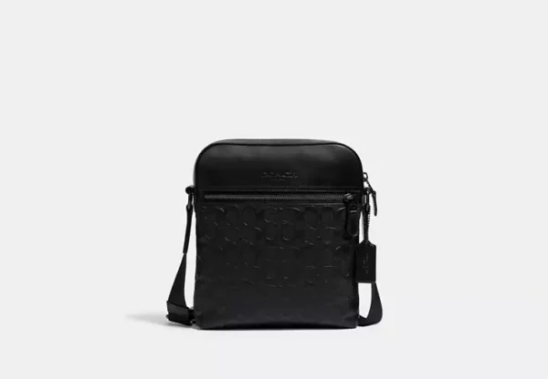 COACH HOUSTON FLIGHT BAG IN SIGNATURE LEATHER - 4009 (GUNMETAL/BLACK)