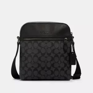 COACH HOUSTON FLIGHT BAG IN SIGNATURE CANVAS - 4010 (GUNMETAL/CHARCOAL/BLACK)