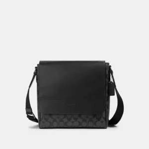COACH HOUSTON MAP BAG IN SIGNATURE CANVAS - 573 (GUNMETAL/CHARCOAL/BLACK)