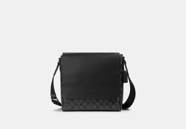 COACH HOUSTON MAP BAG IN SIGNATURE CANVAS - 573 (GUNMETAL/CHARCOAL/BLACK)