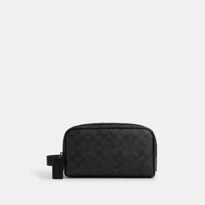 COACH SMALL TRAVEL KIT IN SIGNATURE CANVAS - CAR15 (GUNMETAL/CHARCOAL/BLACK)