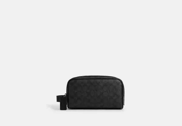 COACH SMALL TRAVEL KIT IN SIGNATURE CANVAS - CAR15 (GUNMETAL/CHARCOAL/BLACK)