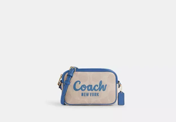 COACH MINI JAMIE CAMERA BAG IN SIGNATURE CANVAS WITH COACH PRINT - CAB09 (GOLD/SAND/PACIFIC BRIGHT MINERAL)