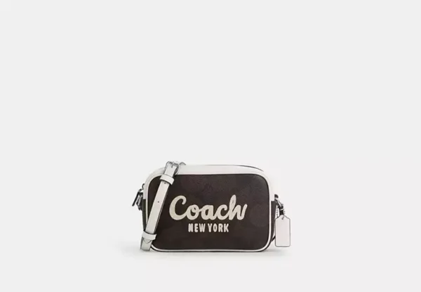 COACH MINI JAMIE CAMERA BAG IN SIGNATURE CANVAS WITH COACH PRINT - CAB09 (SILVER/WALNUT/CHALK)