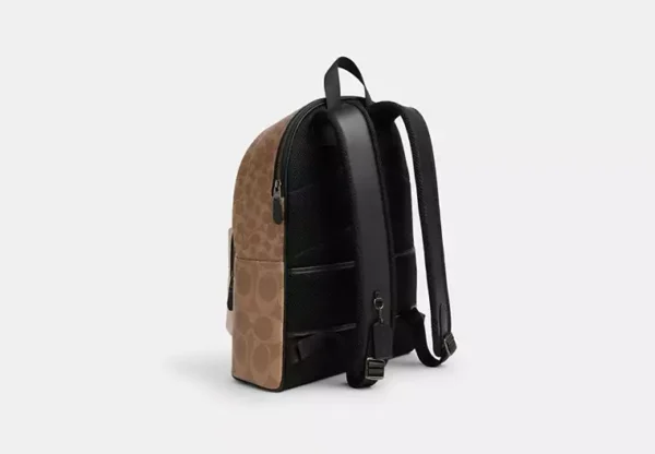 COACH WEST BACKPACK IN BLOCKED SIGNATURE CANVAS - CAB59 (GUNMETAL/SAND/TAN) - Image 3
