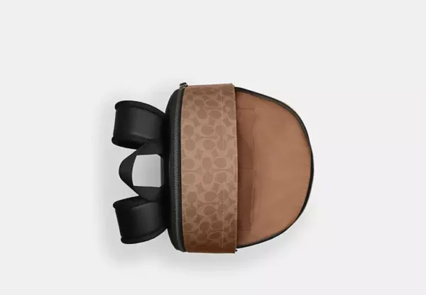 COACH WEST BACKPACK IN BLOCKED SIGNATURE CANVAS - CAB59 (GUNMETAL/SAND/TAN) - Image 2