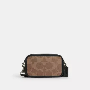 COACH WYATT CROSSBODY BAG IN BLOCKED SIGNATURE CANVAS - CAB80 (GUNMETAL/SAND/TAN)