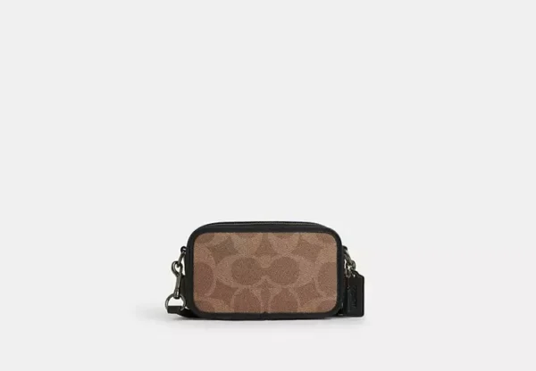 COACH WYATT CROSSBODY BAG IN BLOCKED SIGNATURE CANVAS - CAB80 (GUNMETAL/SAND/TAN)