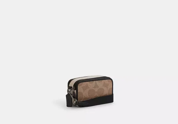 COACH WYATT CROSSBODY BAG IN BLOCKED SIGNATURE CANVAS - CAB80 (GUNMETAL/SAND/TAN) - Image 2