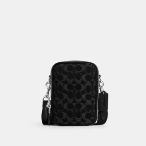 COACH STANTON CROSSBODY BAG IN SIGNATURE DENIM - CAJ44 (SILVER/BLACK)