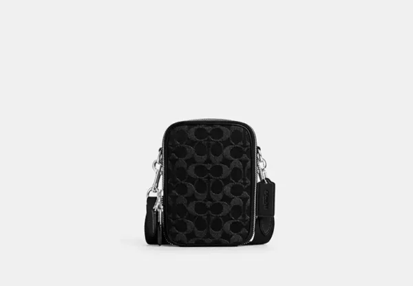 COACH STANTON CROSSBODY BAG IN SIGNATURE DENIM - CAJ44 (SILVER/BLACK)