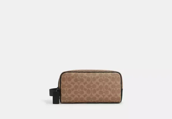 COACH LARGE TRAVEL KIT IN SIGNATURE CANVAS - CAR19 (GUNMETAL/TAN/BLACK)