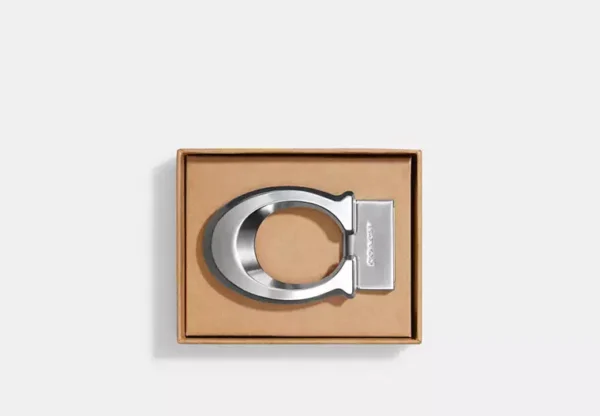 COACH BOXED SCULPTED SIGNATURE BELT BUCKLE - CE864 (BLACK)