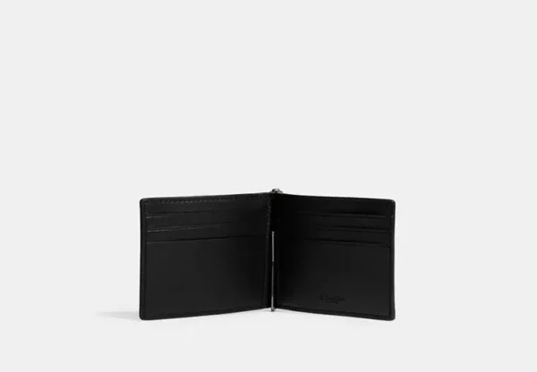 COACH SLIM MONEY CLIP BILLFOLD WALLET IN SIGNATURE CANVAS - CH086 (GUNMETAL/CHARCOAL/BLACK) - Image 2
