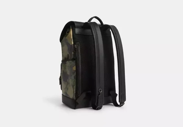 COACH TRACK BACKPACK IN SIGNATURE CANVAS WITH CAMO PRINT - CL943 (GUNMETAL/GREEN MULTI) - Image 2