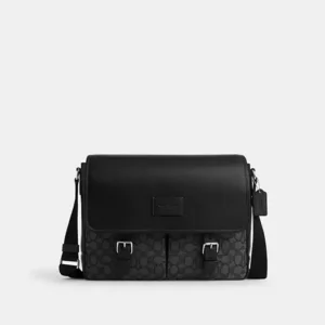 COACH SPRINT MESSENGER IN SIGNATURE JACQUARD - CR334 (SILVER/CHARCOAL/BLACK)
