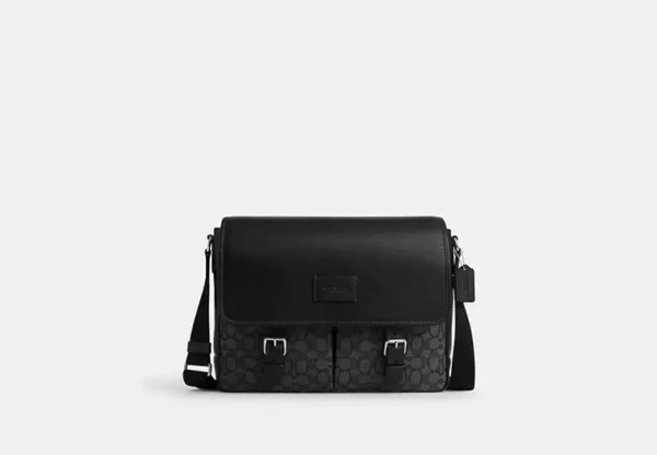 COACH SPRINT MESSENGER IN SIGNATURE JACQUARD - CR334 (SILVER/CHARCOAL/BLACK)