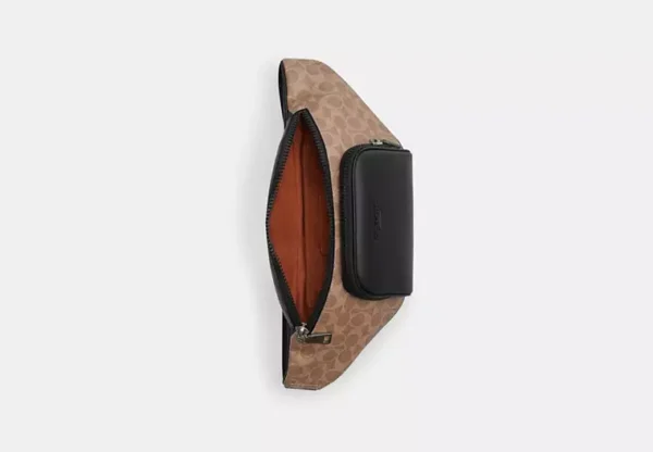 COACH RACER BELT BAG IN SIGNATURE CANVAS - CT714 (GUNMETAL/TAN/BLACK) - Image 3