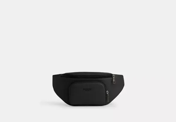 COACH RACER BELT BAG IN SMOOTH LEATHER - CT754 (GUNMETAL/BLACK)