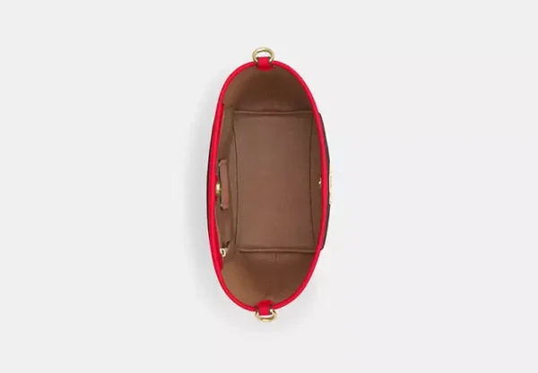 COACH CITY BUCKET BAG IN SIGNATURE CANVAS - CT800 (GOLD/WALNUT/BOLD RED) - Image 3