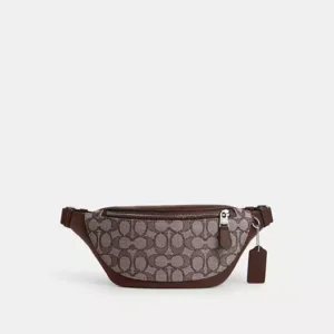 COACH WARREN MINI BELT BAG IN SIGNATURE JACQUARD - CT871 (SILVER/OAK/MAPLE)