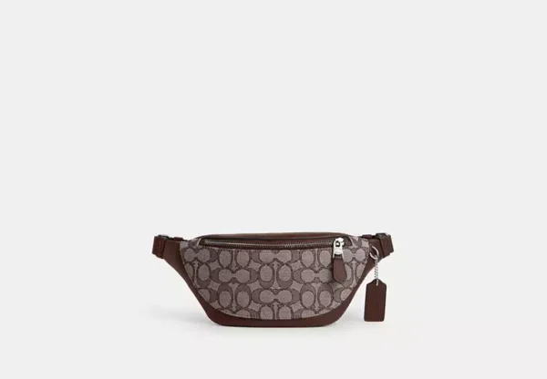 COACH WARREN MINI BELT BAG IN SIGNATURE JACQUARD - CT871 (SILVER/OAK/MAPLE)