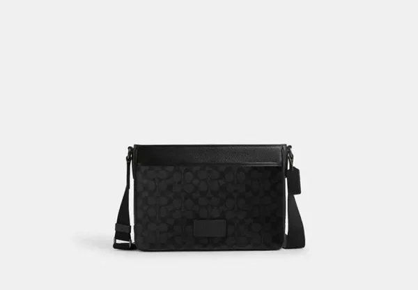 COACH DISTRICT CROSSBODY BAG IN SIGNATURE CANVAS - CV761 (GUNMETAL/CHARCOAL/BLACK)