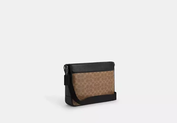 COACH DISTRICT CROSSBODY BAG IN SIGNATURE CANVAS - CV761 (GUNMETAL/TAN/BLACK) - Image 2