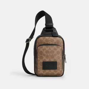 COACH RACER SLING PACK IN SIGNATURE - CV763 (GUNMETAL/TAN/BLACK)