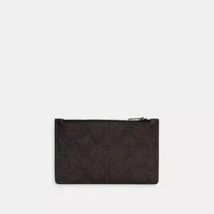 COACH ZIP CARD CASE IN SIGNATURE - CV764 (SILVER/TAN/CHALK)