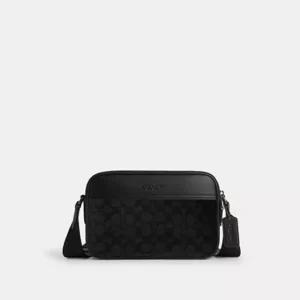 COACH GRAHAM CROSSBODY BAG IN SIGNATURE CANVAS - CV921 (GUNMETAL/CHARCOAL/BLACK)