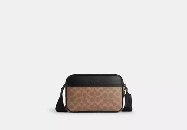 COACH GRAHAM CROSSBODY BAG IN SIGNATURE CANVAS - CV921 (GUNMETAL/TAN/BLACK)