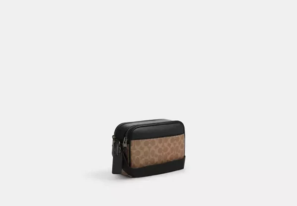 COACH GRAHAM CROSSBODY BAG IN SIGNATURE CANVAS - CV921 (GUNMETAL/TAN/BLACK) - Image 2