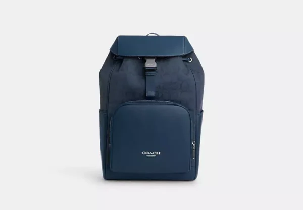 COACH RACER BACKPACK IN SIGNATURE JACQUARD - CW172 (SILVER/DENIM/DARK DENIM)