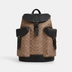 COACH WARNER BACKPACK IN SIGNATURE CANVAS - CW211 (GUNMETAL/TAN/BLACK)