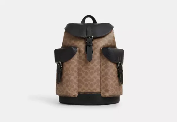 COACH WARNER BACKPACK IN SIGNATURE CANVAS - CW211 (GUNMETAL/TAN/BLACK)
