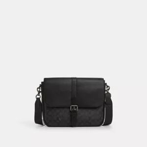 COACH WARNER MESSENGER BAG IN SIGNATURE CANVAS - CW214 (GUNMETAL/CHARCOAL/BLACK)