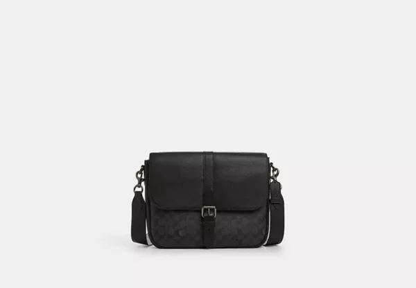 COACH WARNER MESSENGER BAG IN SIGNATURE CANVAS - CW214 (GUNMETAL/CHARCOAL/BLACK)