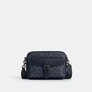 COACH WARNER CROSSBODY BAG IN SIGNATURE CANVAS - CW217 (GUNMETAL/DENIM/MIDNIGHT NAVY)