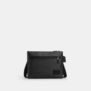 COACH CARRIER ZIP CROSSBODY BAG IN SIGNATURE CANVAS - CW448 (GUNMETAL/CHARCOAL/BLACK)