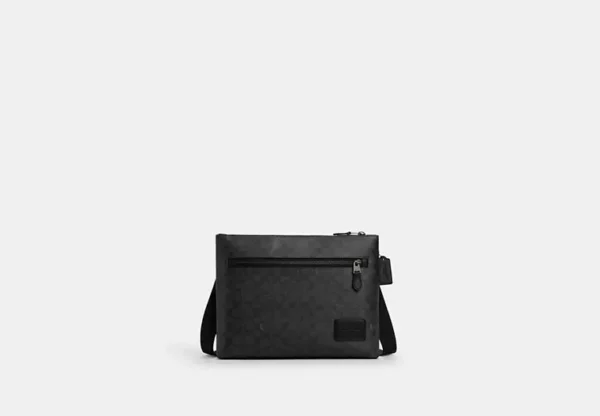 COACH CARRIER ZIP CROSSBODY BAG IN SIGNATURE CANVAS - CW448 (GUNMETAL/CHARCOAL/BLACK)