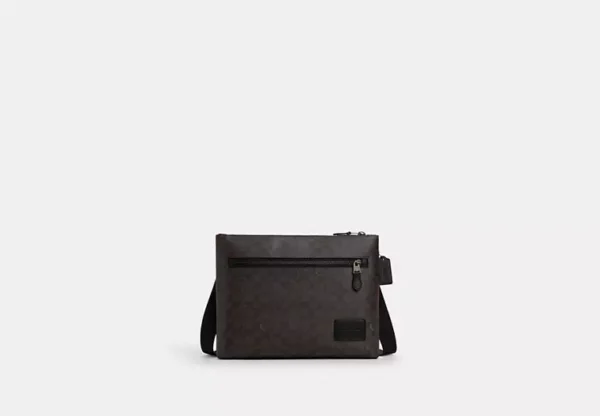 COACH CARRIER ZIP CROSSBODY BAG IN SIGNATURE CANVAS - CW448 (GUNMETAL/WALNUT/BLACK)